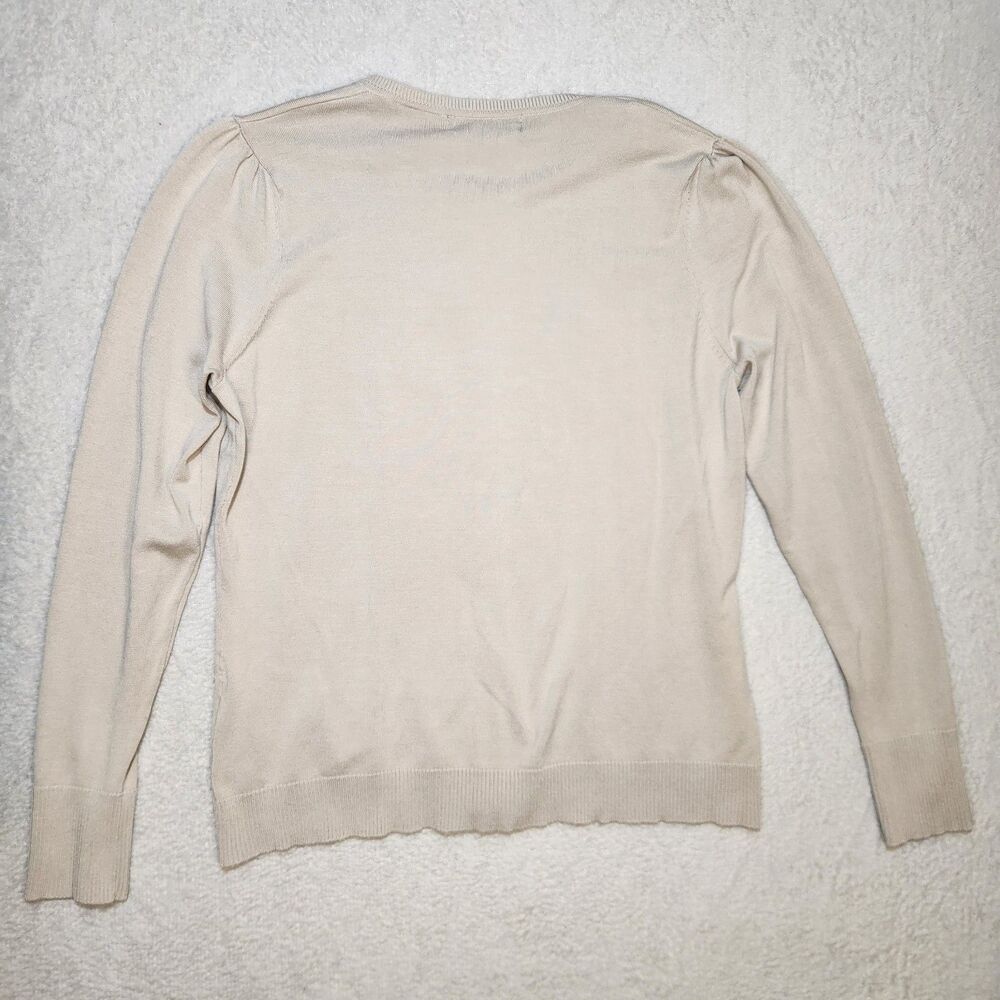 August Silk Women's L Knit Cardigan Button Front Beige Silk Blend Classic - Picture 7 of 7